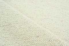 Handwoven Beige Wool Rug, Minimalist Contemporary Handmade Carpet