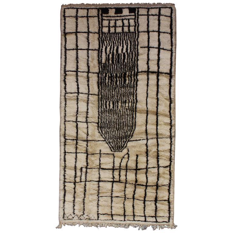 Tribal Handwoven Berber Wool Rug, Vintage Azilal