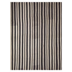 Handwoven Black & White Striped Vintage Kilim