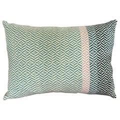 Handwoven Block Geometric Merino Wool Cushion Pillow Soft Green, Forest, Lilac