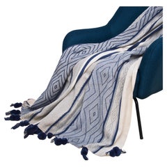 Handwoven Blue Alpaca Wool Throw Blanket by Frida & Blu