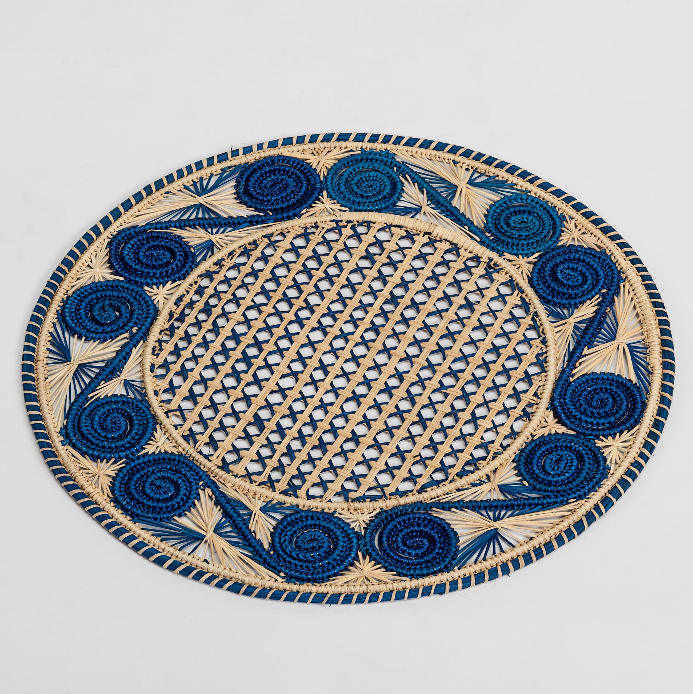 Other Handwoven Blue and Cream Iraca Fibre Placemat’s’ Made in Colombia