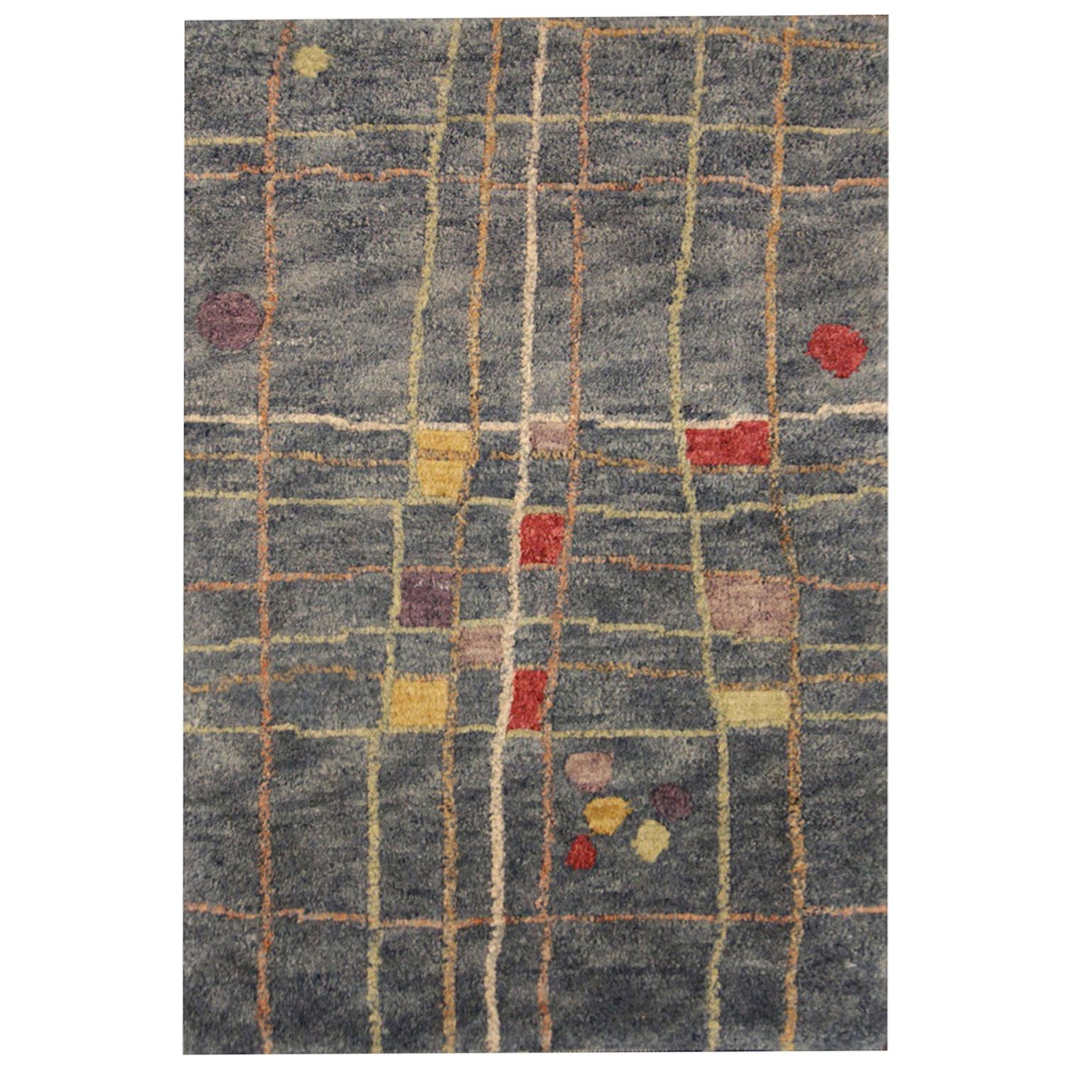 Handwoven Rug Small Modern Grey Striped Rug Wool Carpet Door Mat For