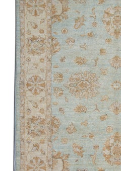 Tapis bleu tissé à la main Tapis traditionnel à fleurs All Over Design