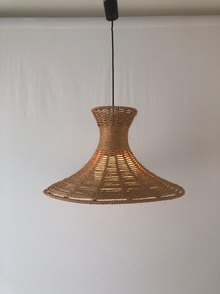 Handwoven Brown Thick Thread Pendant with Ball Glass, 1970s, Germany For Sale 9