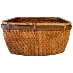 Handwoven Cane and Rattan Basket