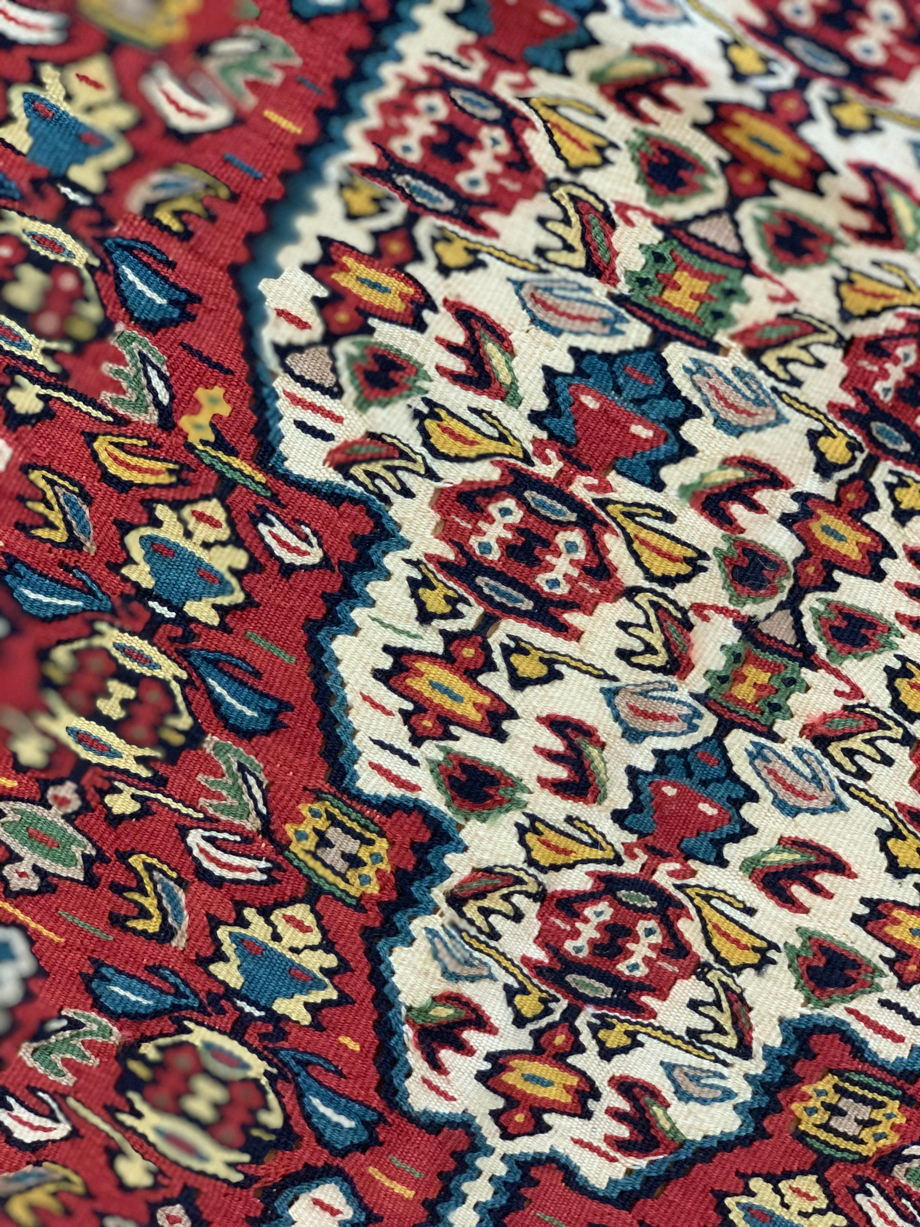 Tribal Handwoven Carpet Gold Kurdish Area Rug Yellow Silk and Wool Kilim Rug For Sale