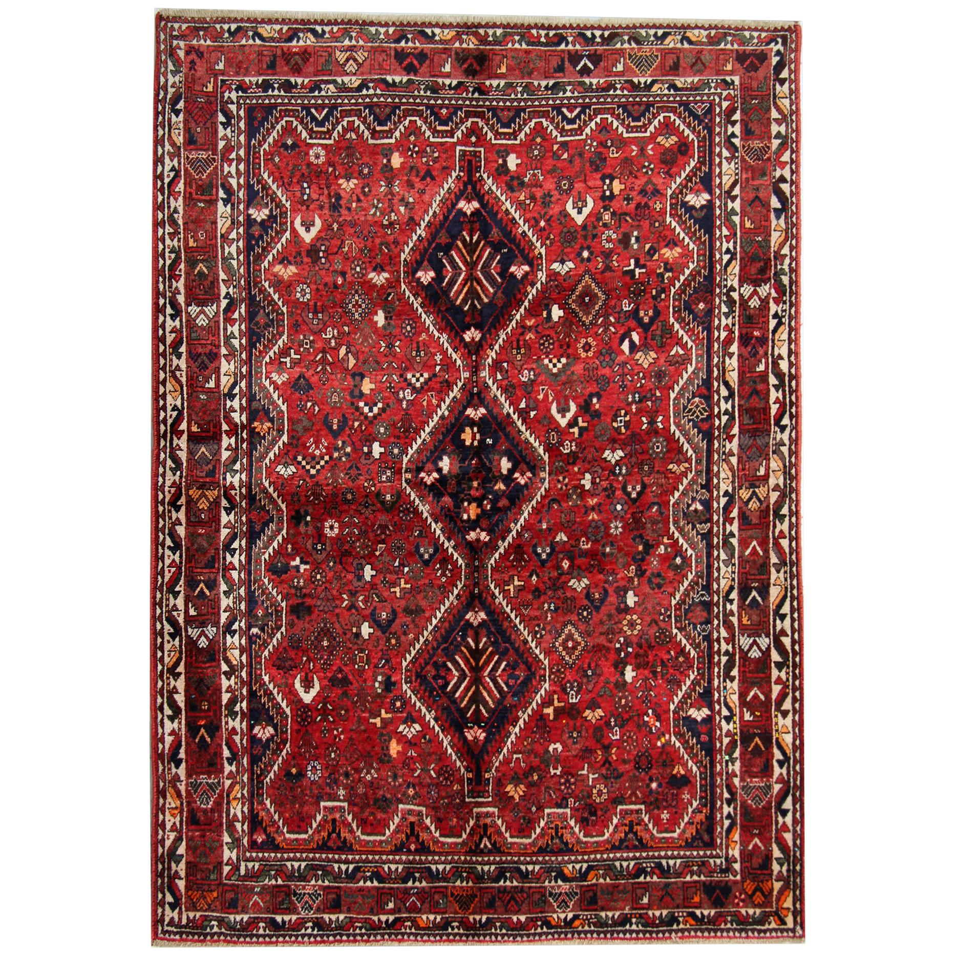 Handwoven Carpet Oriental Area Rug, Red Vintage Carpet Rug