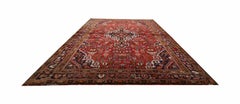 Handwoven Carpet Oriental Area Rug Traditional Tribal Red Wool Carpet 127 x 214
