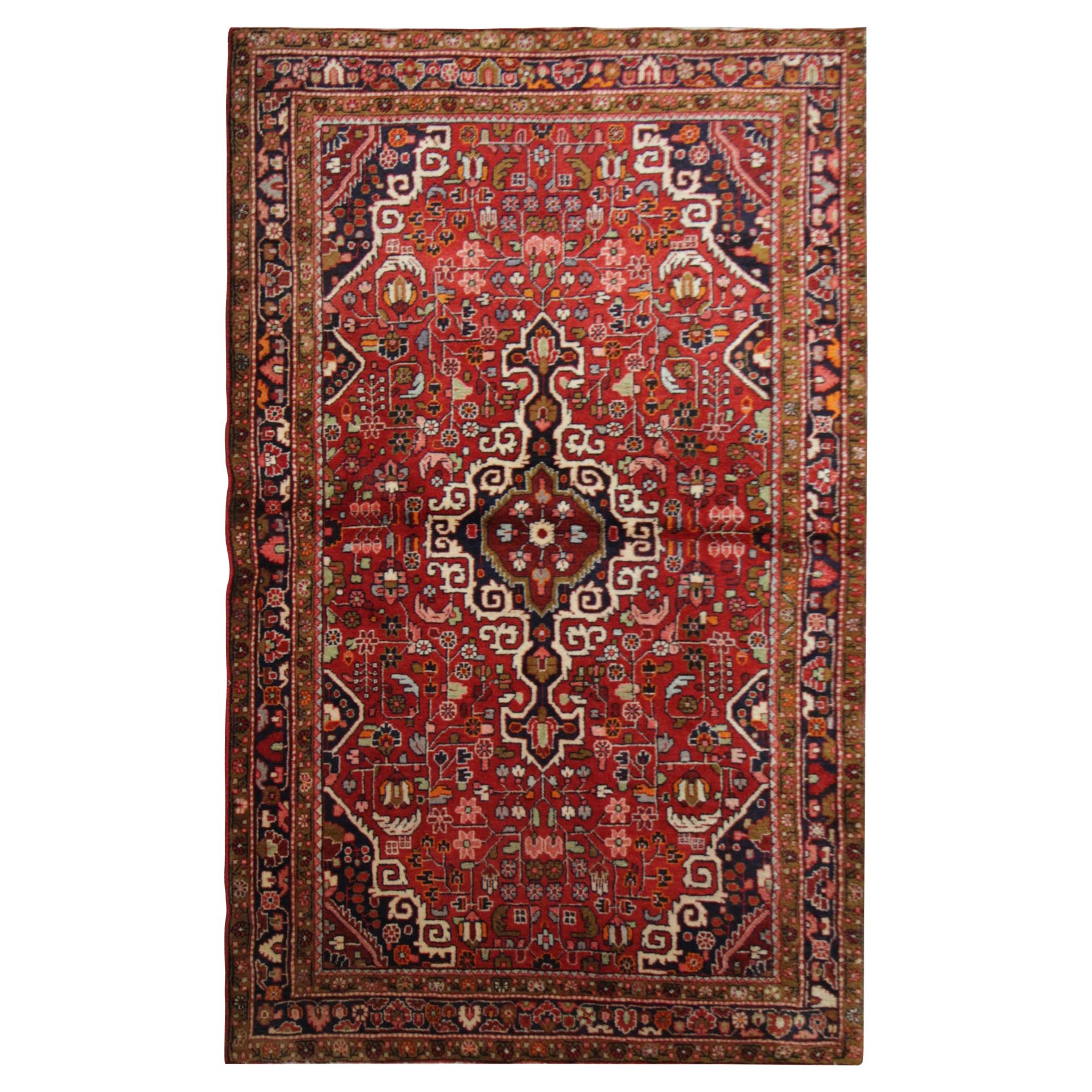 Handgewebter orientalischer Teppich aus roter Wolle, traditioneller Stammeskunst, 127 x 214 