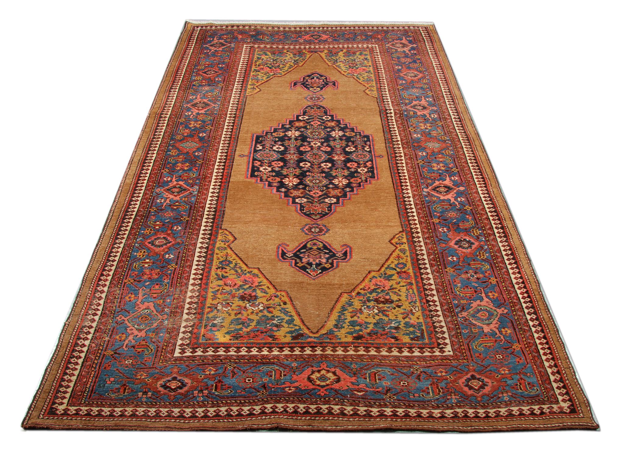 Vegetable Dyed Handwoven Carpet Rug Geometric Oriental Area Rug Traditional Gold Rug For Sale