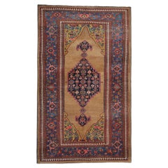 Antique Handwoven Carpet Rug Geometric Oriental Area Rug Traditional Gold Rug