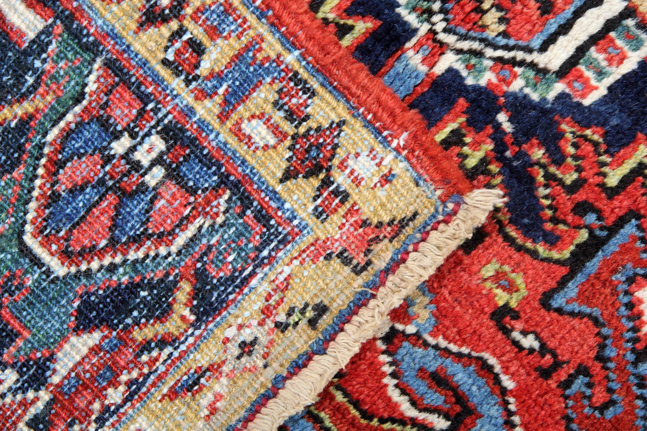 Azerbaijani Handwoven Carpet Rust Geometric Rug Oriental Large Traditional Rug For Sale