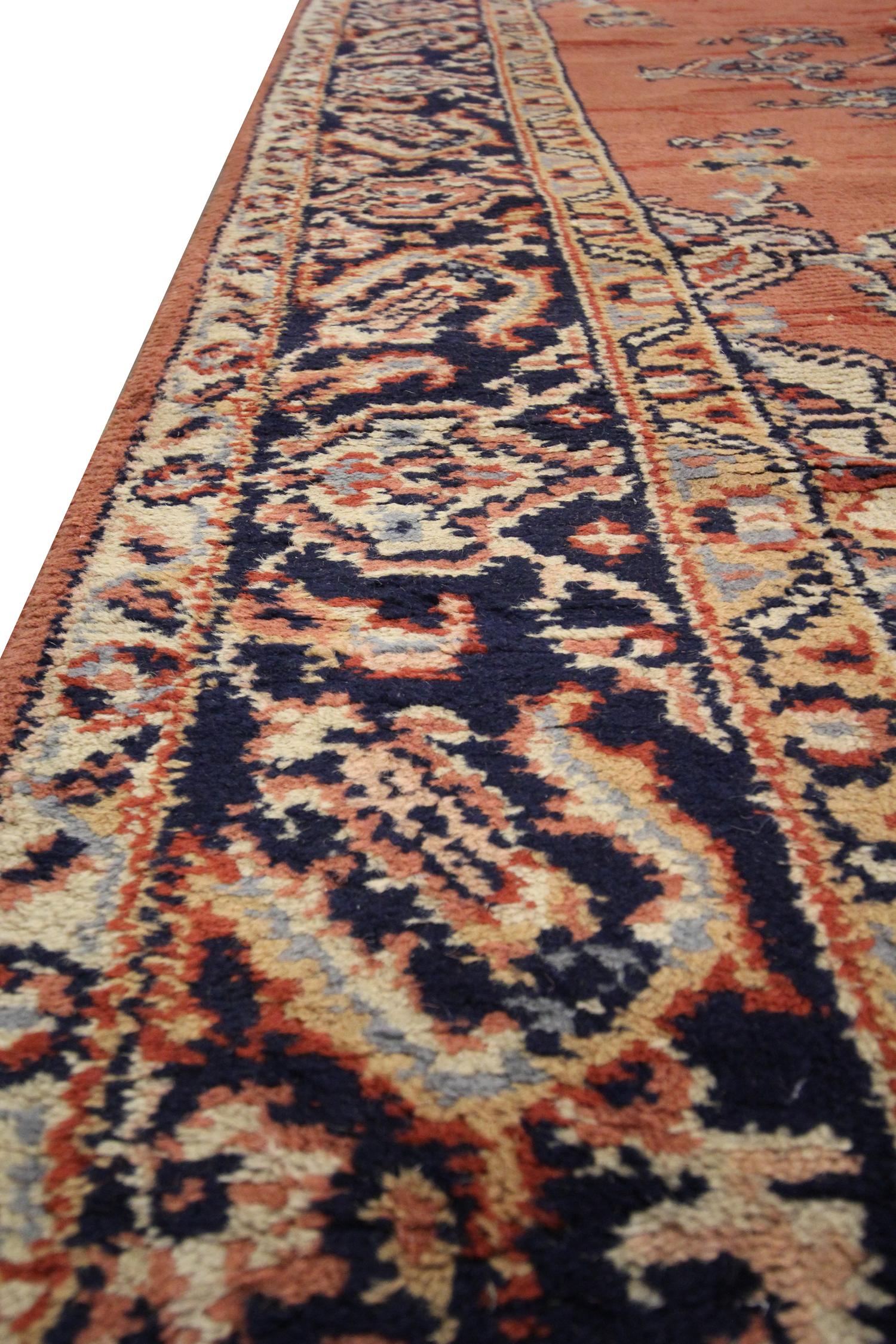 Handwoven Carpet Rust Vintage Indian Wool Area Rug For Sale 3