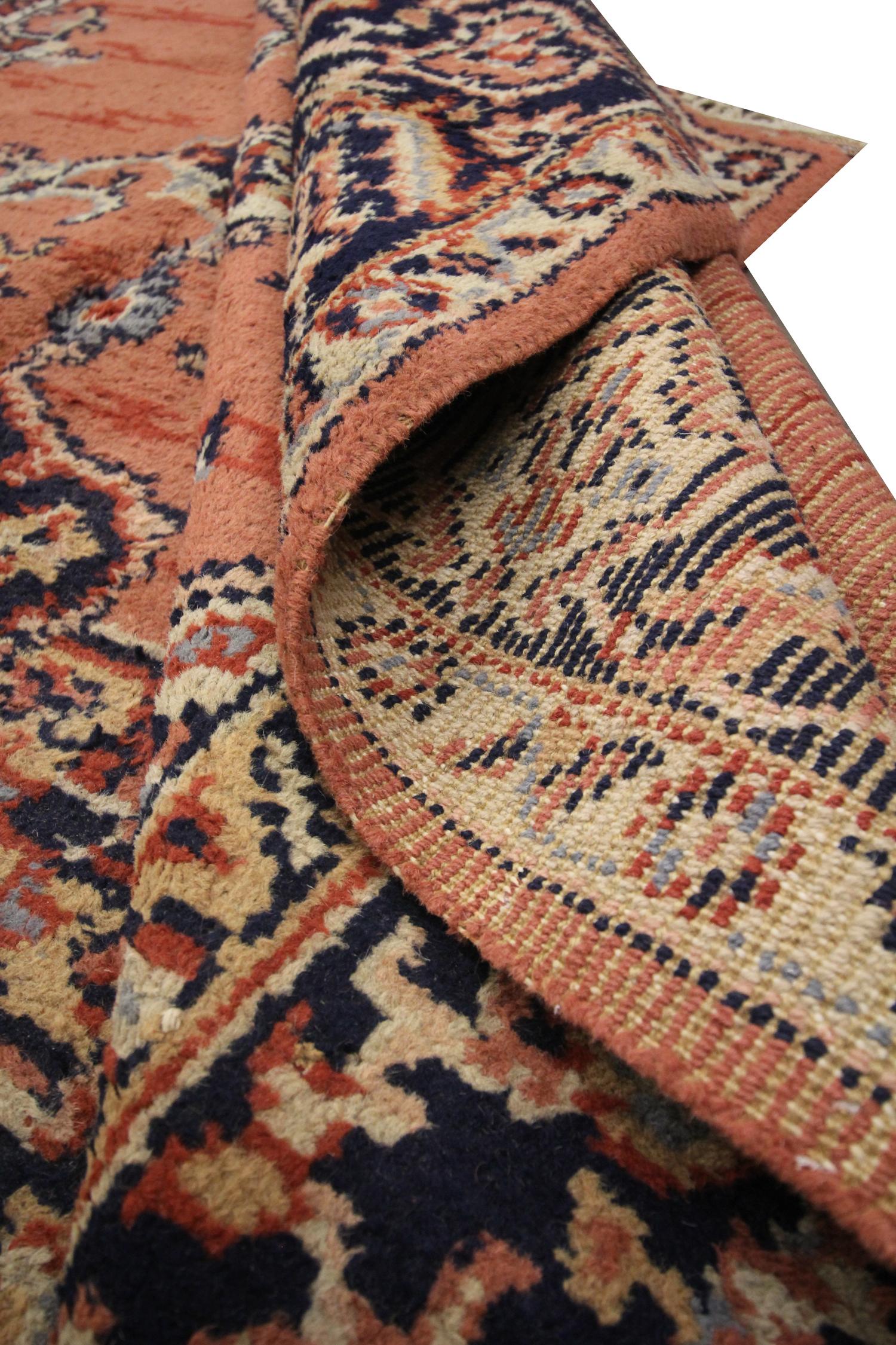 Handwoven Carpet Rust Vintage Indian Wool Area Rug For Sale 6