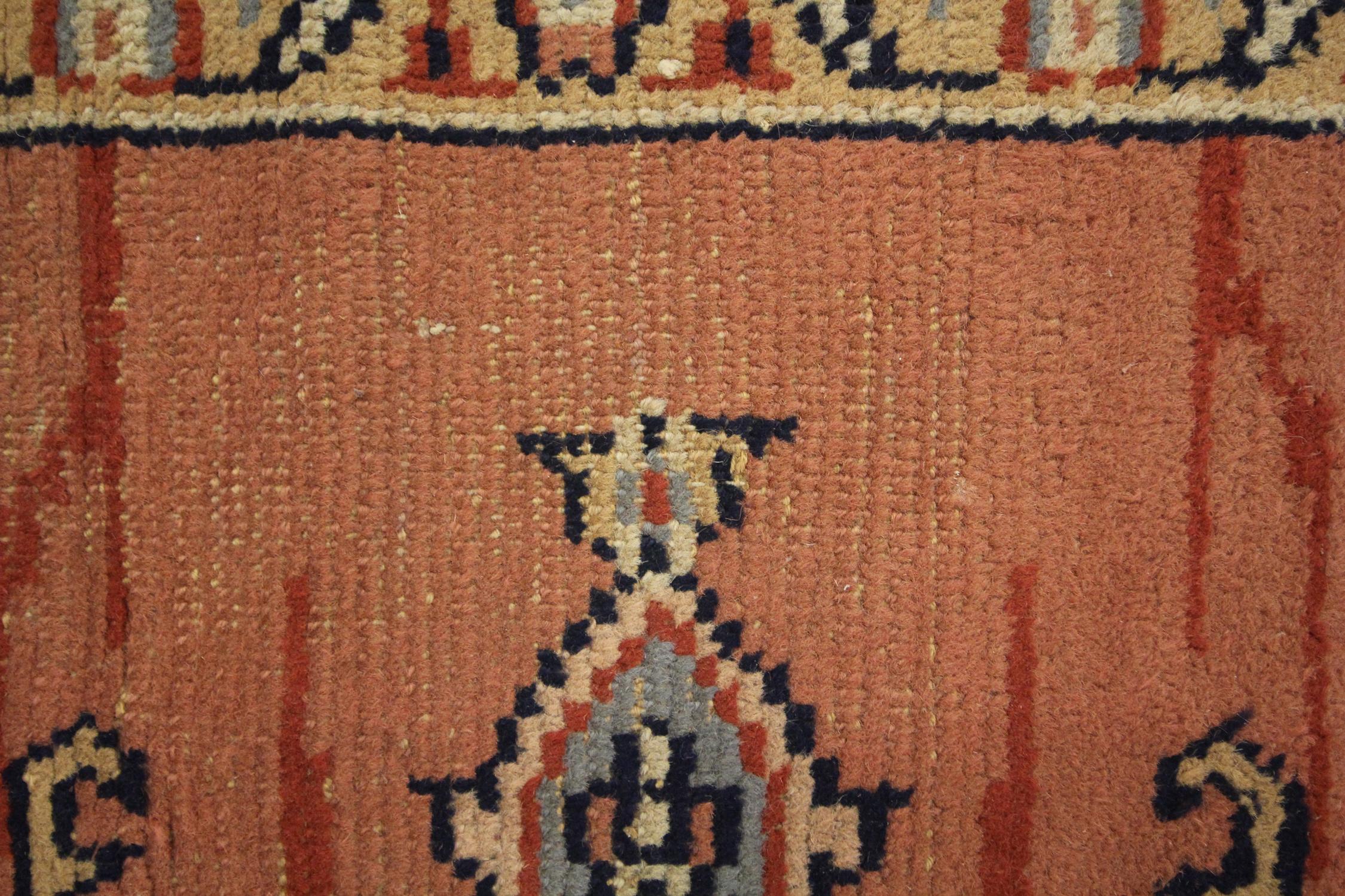Handwoven Carpet Rust Vintage Indian Wool Area Rug For Sale 1