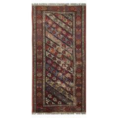 Tapis caucasien traditionnel tissé à la main, tapis en laine rouge à motif cachemire