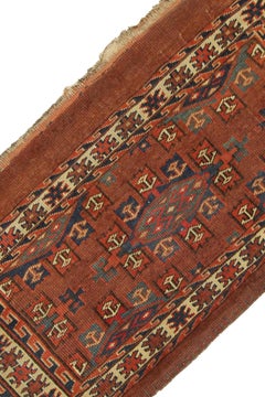 Handwoven Chuval Antique Turkmen Rug Traditional Rust Wool Area Rug