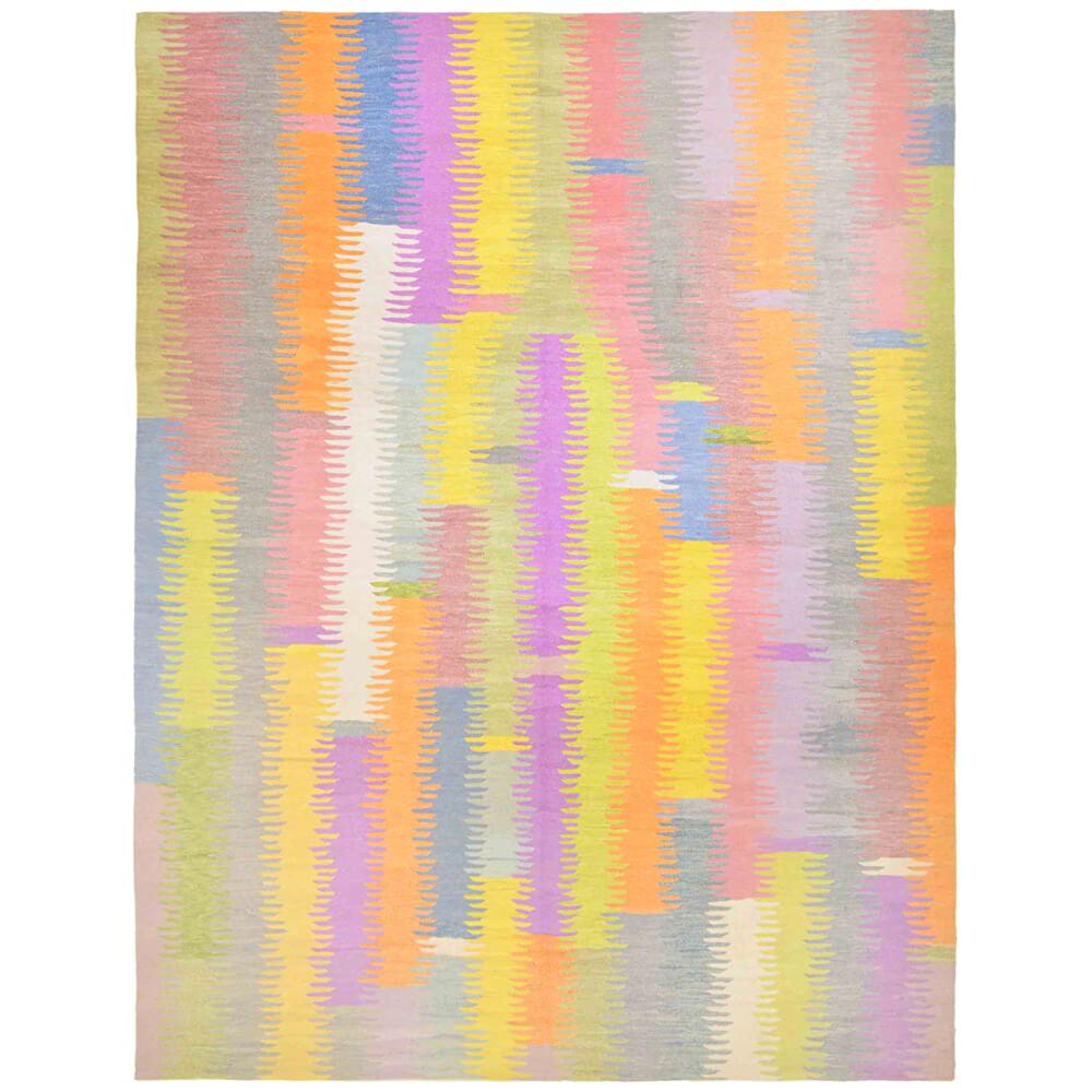 21. Jahrhundert türkische handgewebte bunte Kelim Teppich Vintage alten Garn Wolle im Angebot