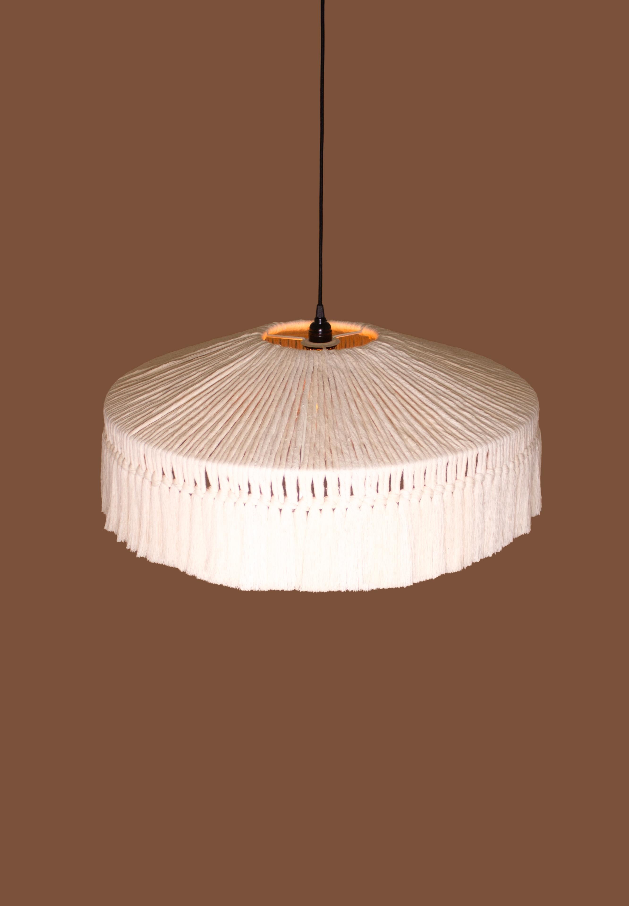 Mid-Century Modern Handwoven Combed Cotton Bali  Lamp by León León For Sale