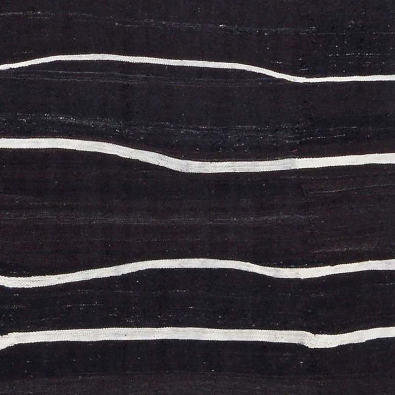 21st Century Handwoven Contemporary Black and White Kilim Carpet For
