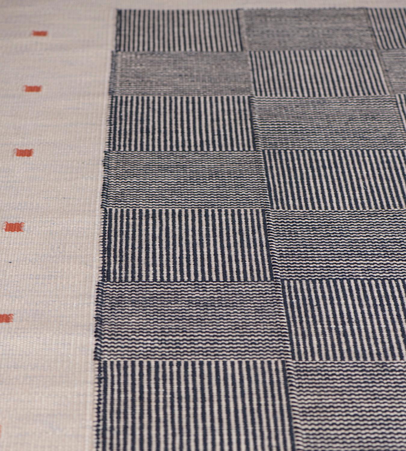 Handwoven Contemporary Swedish Inspired Wool Rug In New Condition For Sale In West Hollywood, CA