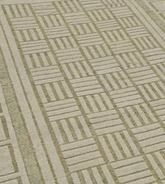 Handwoven Contemporary Wool Pistachio-Green Swedish-Inspired Rug