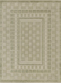 Handwoven Contemporary Wool Pistachio-Green Swedish-Inspired Rug