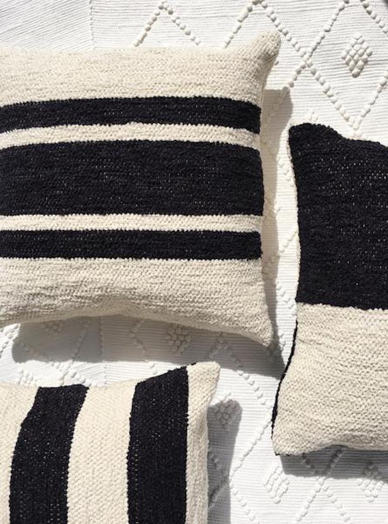 Handwoven Cotton Bold Stripe Throw Pillow, in Stock In New Condition For Sale In West Hollywood, CA
