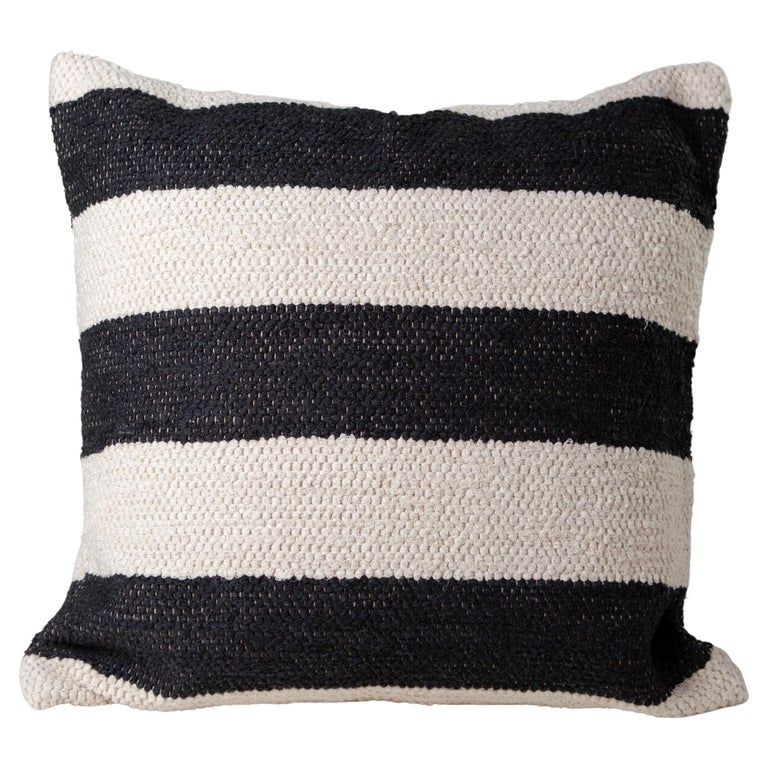 Handwoven Cotton Bold Stripe Throw Pillow, in Stock For Sale