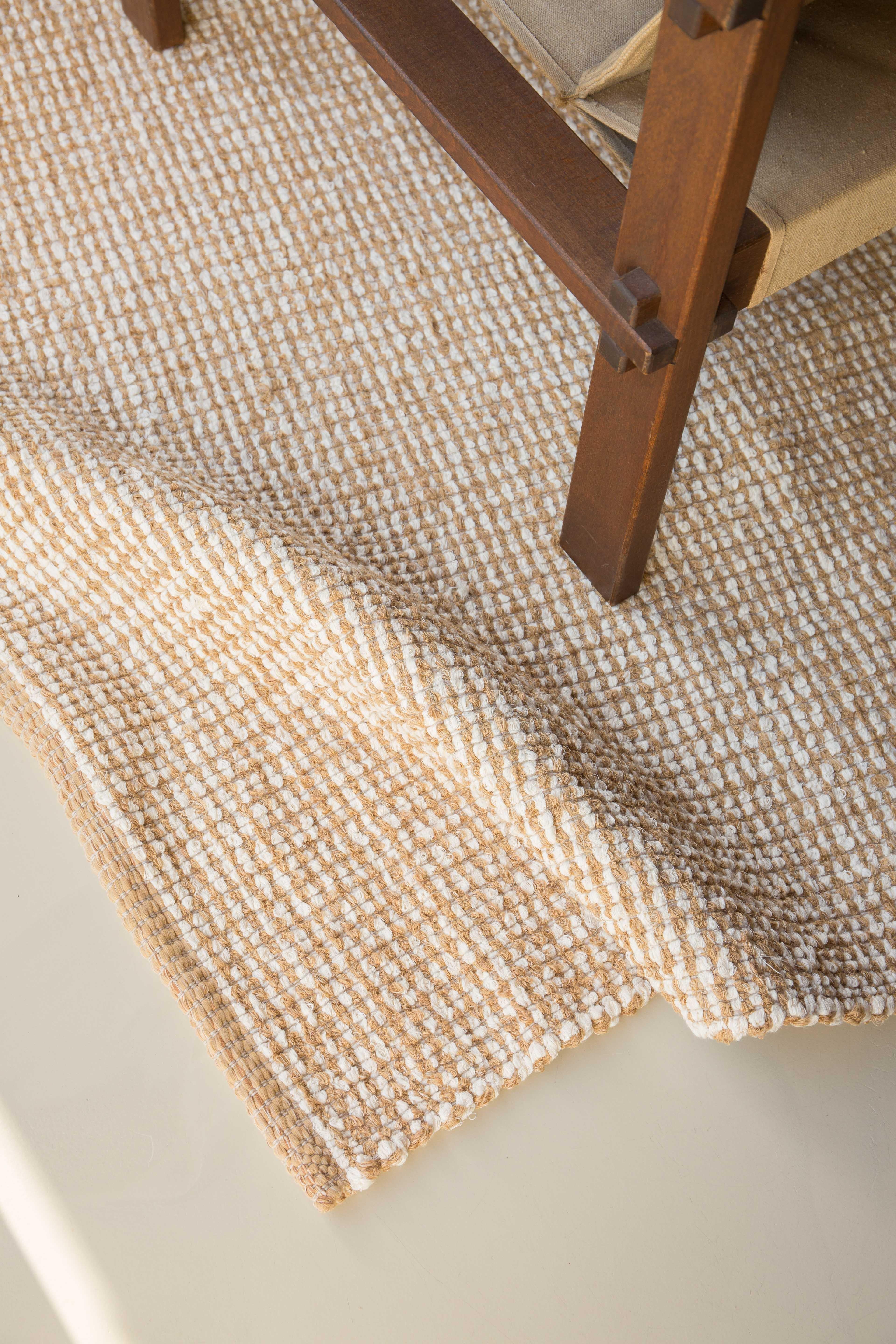 Handwoven Cotton Portuguese Rug Beja Ecru & Camel SAUDADE DESIGN For Sale 2