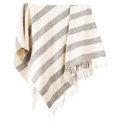 Handwoven Cotton Throw in Natural and Gray Gradient Stripe, in Stock