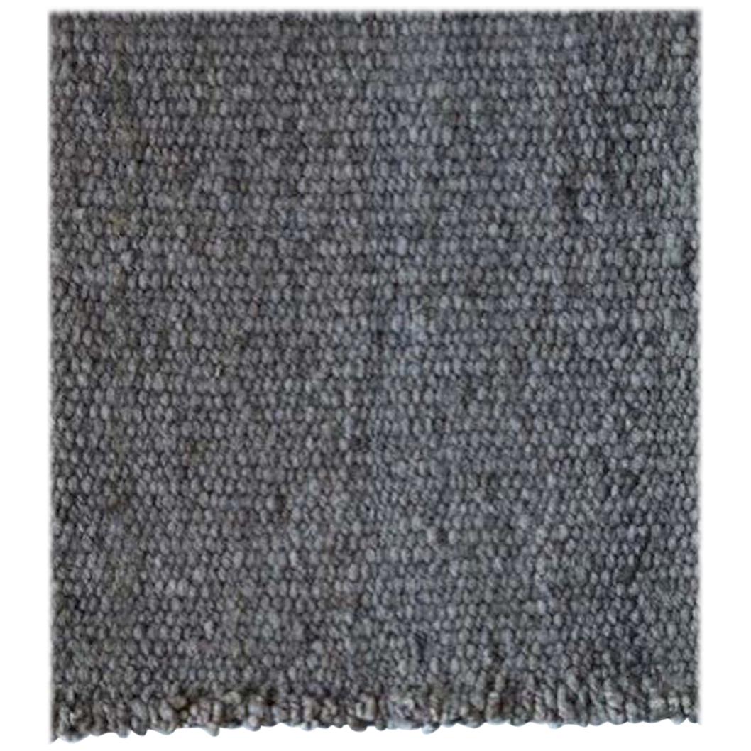 Handwoven Dark Grey Wool Rug, Organic Modern Textured Style, in Stock