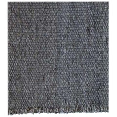 Tapis en laine gris foncé tissé à la main, style texturé organique et moderne, en stock