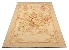 Alfombra Aubusson Musical Decorativa Tejida a Mano, Tapiz Tejido Plano
