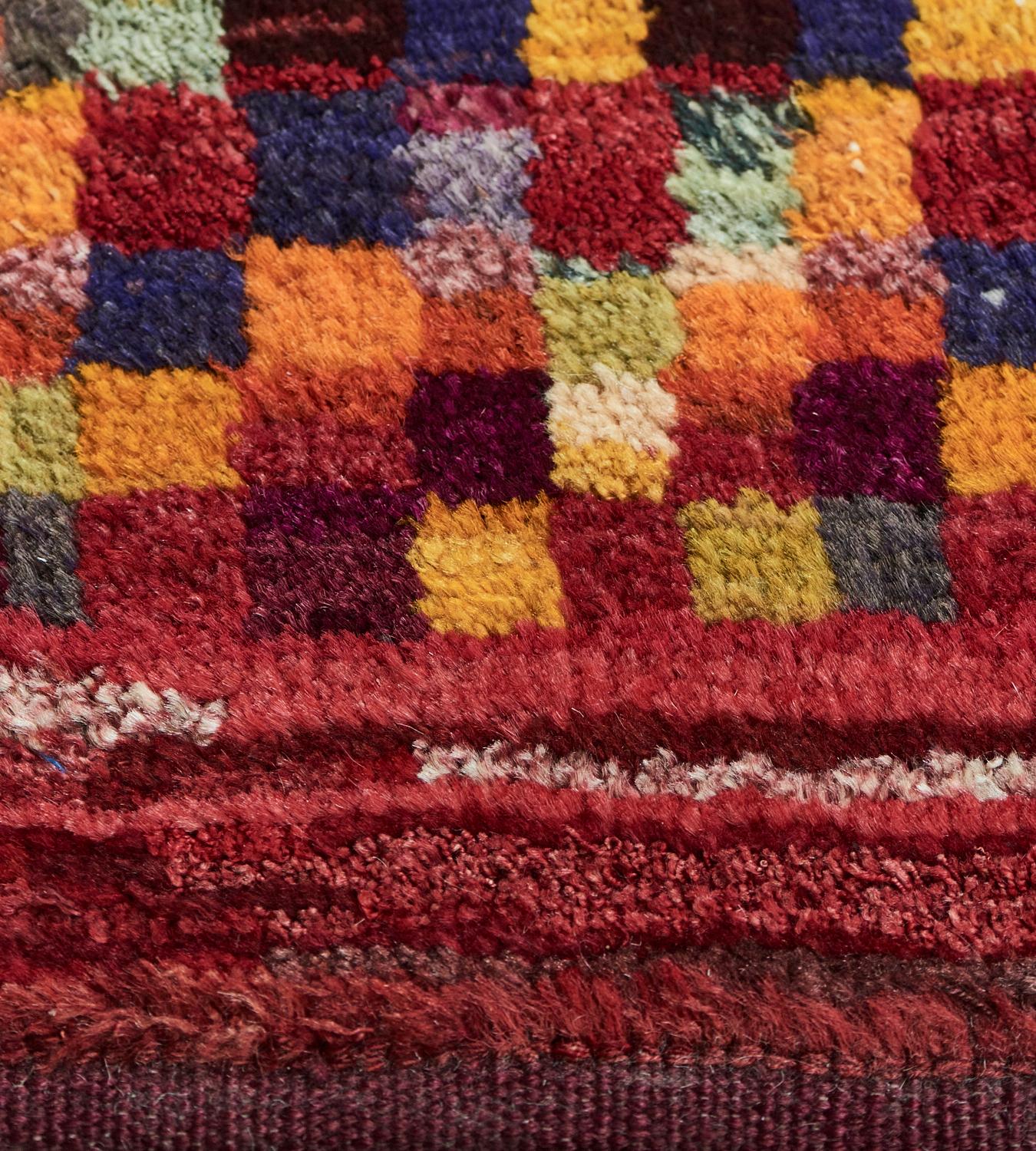 Wool Handwoven Deep-Pile Colorful Contemporary Deco Rug For Sale