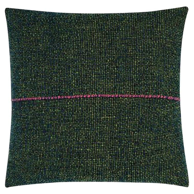 Handwoven Eco Friendly Dark Green Wool Cushion, Spain, 2022 For Sale at 1stDibs
