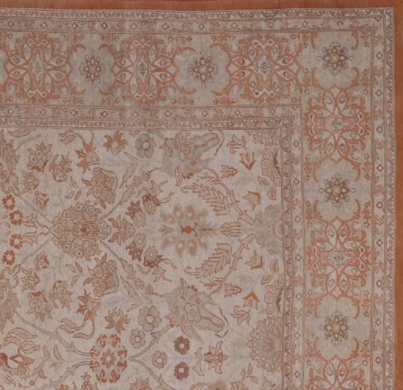 Hand-Woven Hand Woven Ivory Persian Tabriz Rug Recreation - FREE SHIPPING For Sale