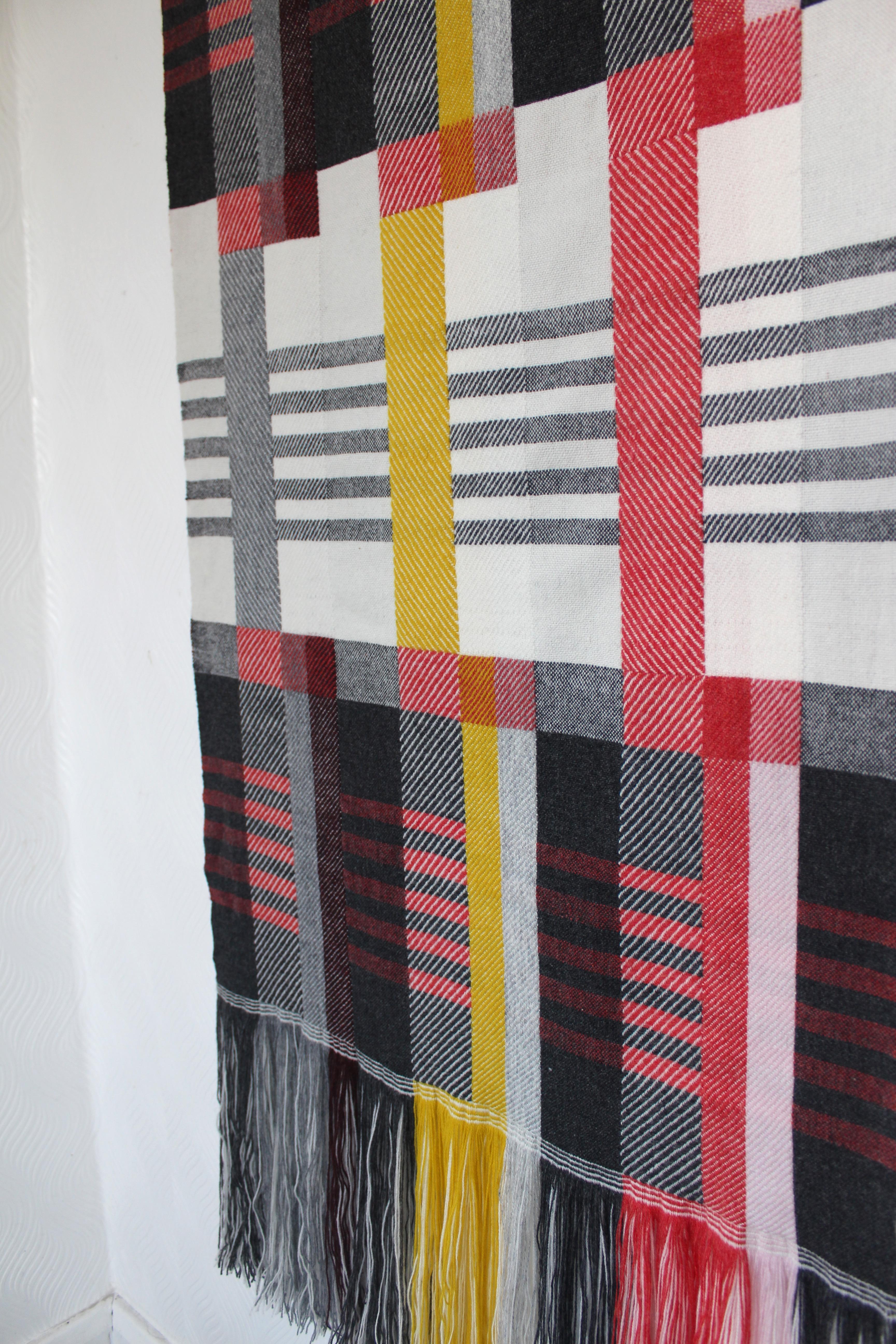 Mid-Century Modern Handwoven 'Etterbeek' Bauhaus  Merino Wool Wall Hanging For Sale