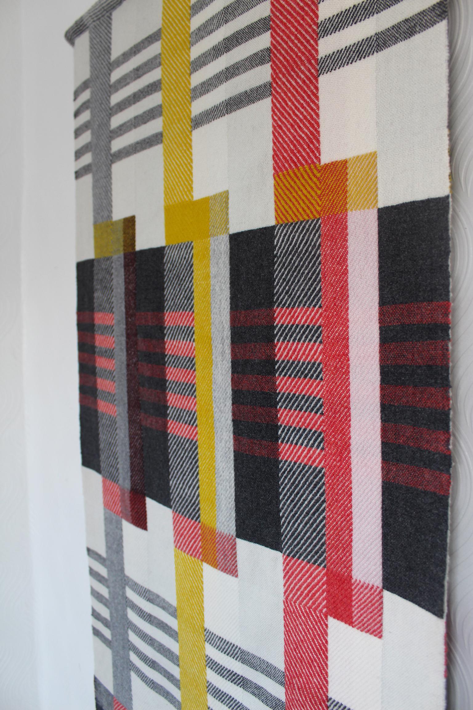 Hand-Woven Handwoven 'Etterbeek' Bauhaus  Merino Wool Wall Hanging For Sale