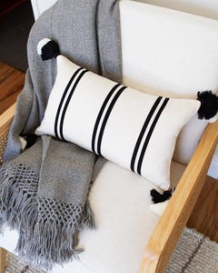 Handwoven Fine Cotton from Peru Thin Stripe Throw Pillow, in Stock, ON SALE