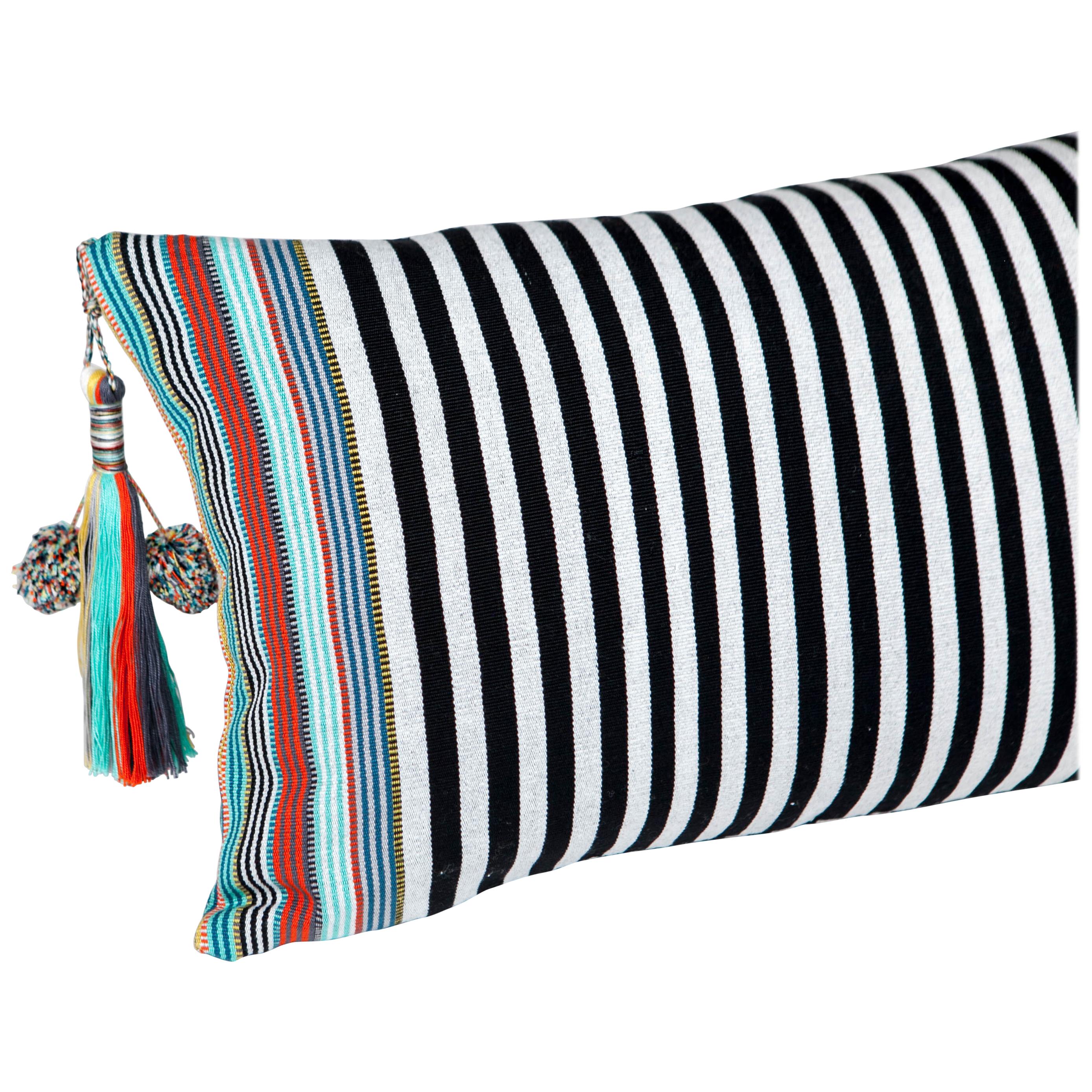 Hand Felted Reversible Silk and Wool Pillow with Red Colored Trim, in