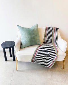 Sancri Cotton Throw - Handmade Mexican Black White Green Red Striped Blanket