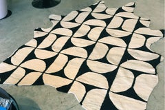 Handwoven, Flat-Weave Graphic Cowhide Rug