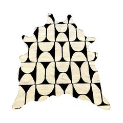 Handwoven, Flat-Weave Graphic Cowhide Rug