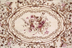 Handwoven Floral Needlepoint, Flat-Weave Aubusson Style Tapestry, Wall Hanging