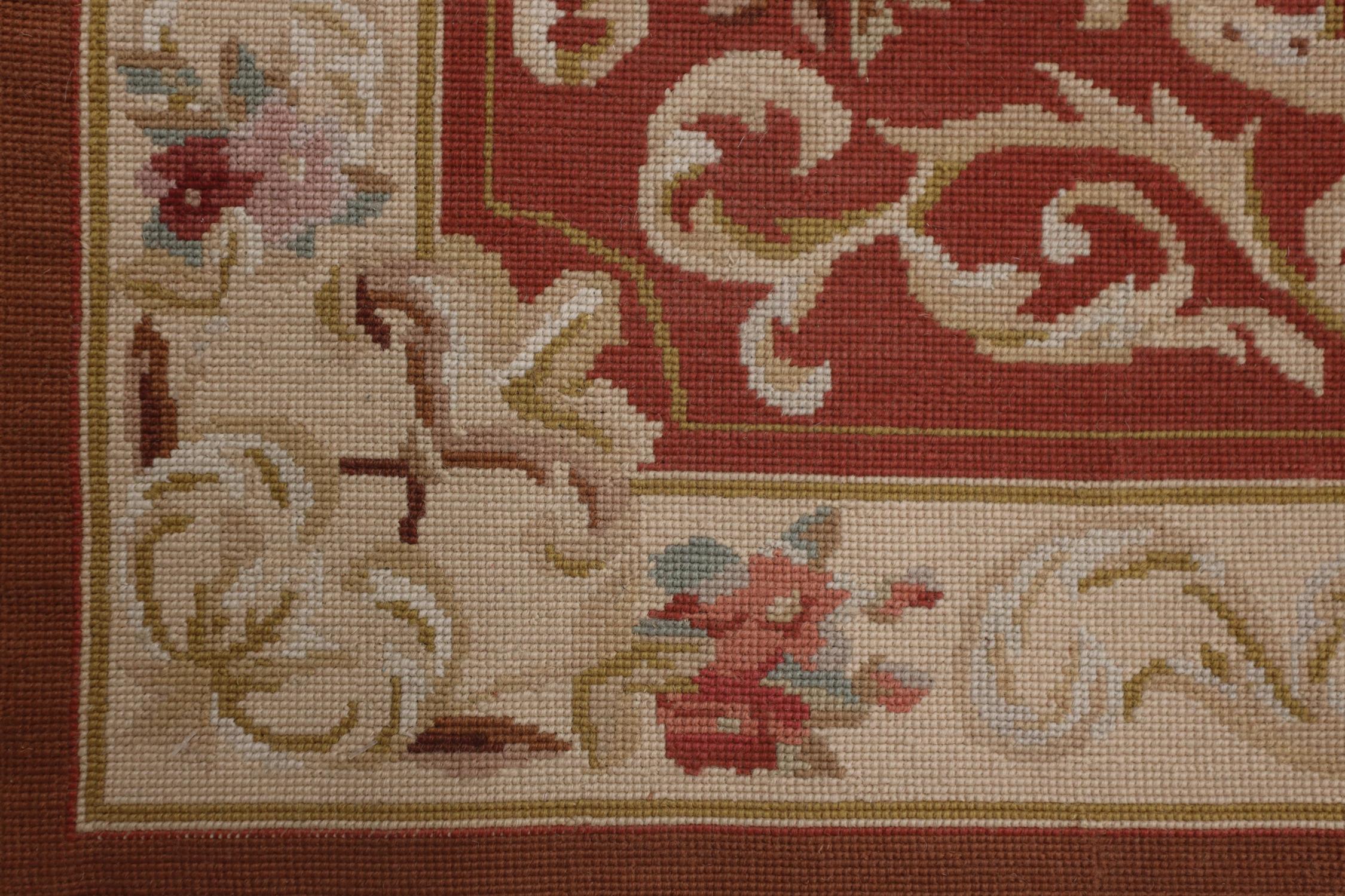 Alfombra de Punto de Aguja Estilo Francés Tejida a Mano Tapiz de Lana Rojo Óxido Chino en venta