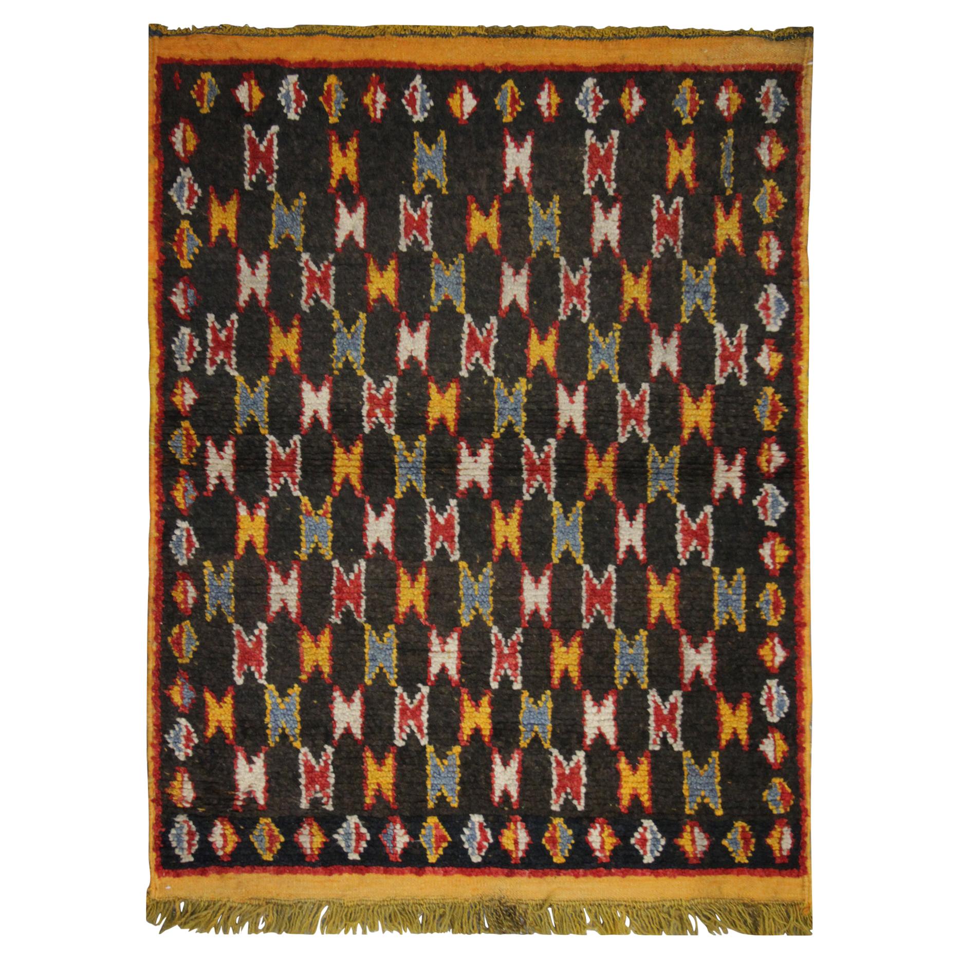 Handwoven Gabbeh Carpet Primitive Wool Pile Rug, Oriental Tribal For Sale