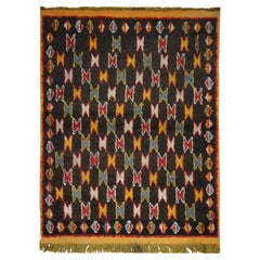 Vintage Handwoven Gabbeh Carpet Primitive Wool Pile Rug, Oriental Tribal