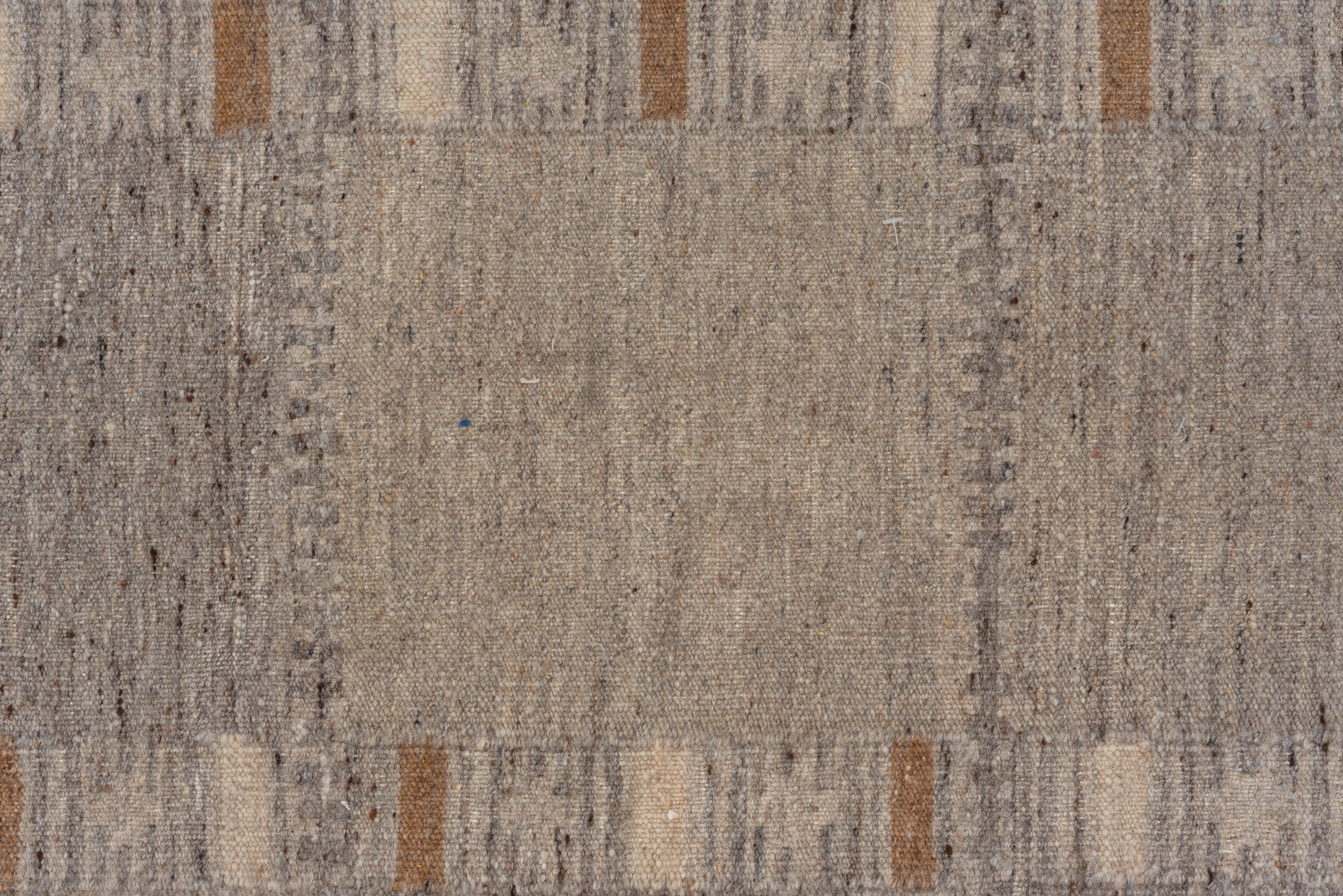 Hand-Woven Handwoven Gray Scandinavian Design Rug, Box Design Allover Field